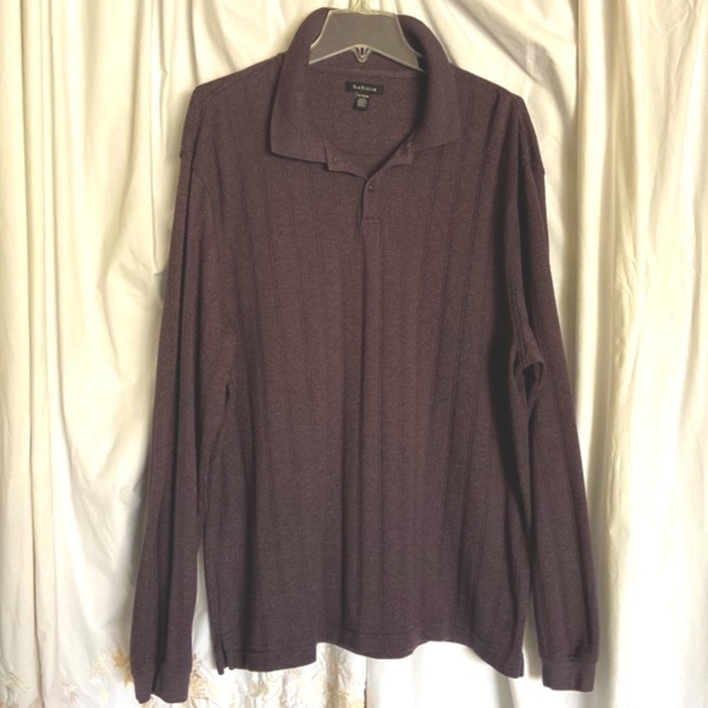 VAN Heusen Men’s Sz-XL, Chocolate Purple-Long Sleeves-Two Front Buttons & Collar